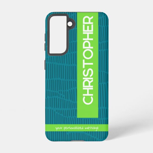 Green Modern Personalisiert Name Phone Case Samsung Galaxy Hülle (Rückseite)