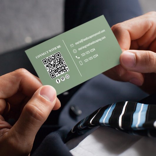 Green Modern Photo QR Code Custom Visitenkarte