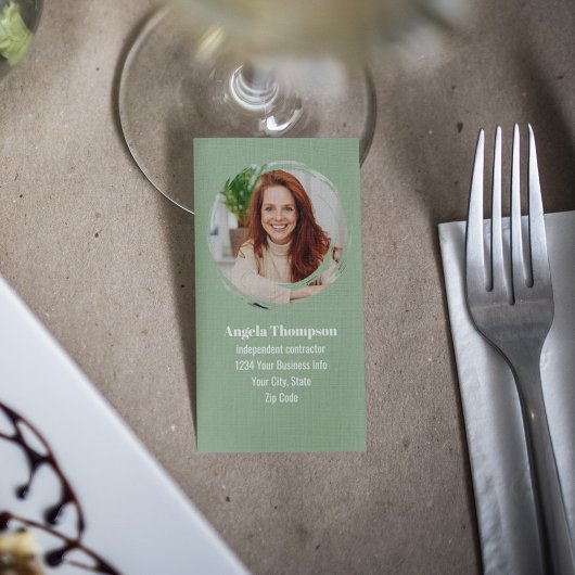 Green Modern Photo QR Code Custom Visitenkarte