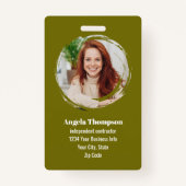 Green Modern Photo QR Code Employee Ausweis (Vorderseite)