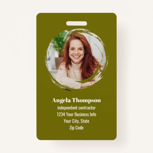 Green Modern Photo QR Code Employee Ausweis (Vorderseite)