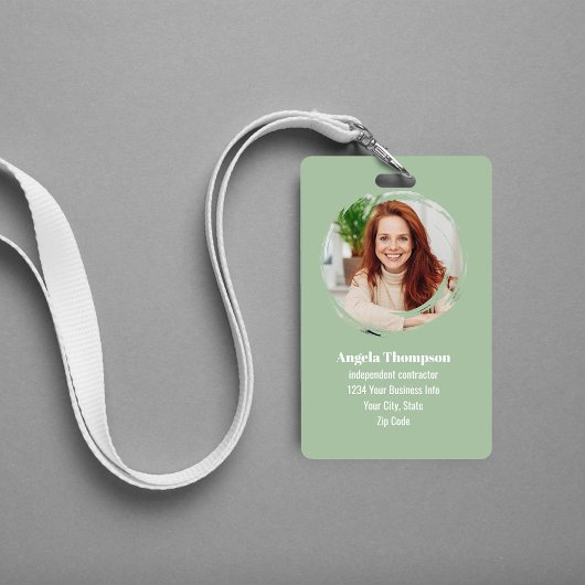 Green Modern Photo QR Code Employee Ausweis