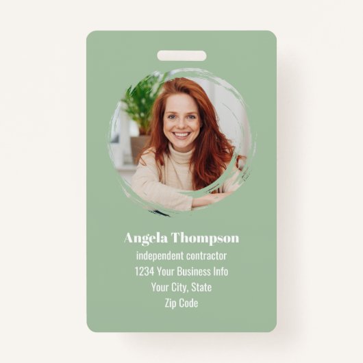 Green Modern Photo QR Code Employee Ausweis (Vorderseite)