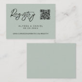 Green Modern QR code wedding registry custom Begleitkarte (Vorne/Hinten)