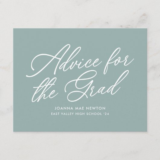 Green Modern Script Abschluss Hinweiskarte (Vorderseite)