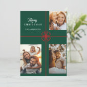 Green Modern Script Foto Weihnachtskarten Feiertagskarte (Stehend Vorderseite)