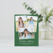 Green Modern Script Multi Foto Abschluss Postkarte (Stehend Vorderseite)