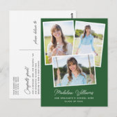 Green Modern Script Multi Foto Abschluss Postkarte (Vorne/Hinten)