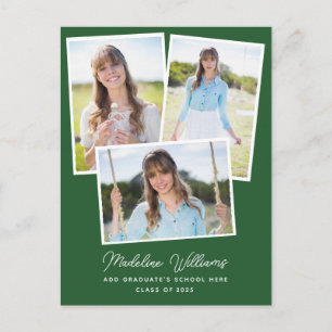 Green Modern Script Multi Foto Abschluss Postkarte
