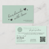 Green Modern Script QR Code, vielen Dank Visitenkarte (Vorne/Hinten)