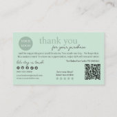 Green Modern Script QR Code, vielen Dank Visitenkarte (Rückseite)