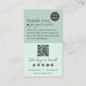 Green Modern Script QR Code, vielen Dank Visitenkarte (Rückseite)