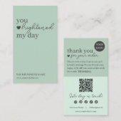 Green Modern Script QR Code, vielen Dank Visitenkarte (Vorne/Hinten)