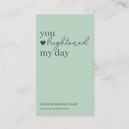 Green Modern Script QR Code, vielen Dank Visitenkarte (Vorderseite)