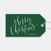 Green Modern Simple Calligraphy Frohe Weihnachten Geschenkanhänger (Vorderseite (Horizontal))