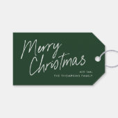 Green Modern Simple Script Frohe Weihnachten Geschenkanhänger (Vorderseite (Horizontal))