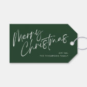 Green Modern Simple Script Frohe Weihnachten Geschenkanhänger (Vorderseite (Horizontal))