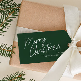Green Modern Simple Script Frohe Weihnachten Geschenkanhänger