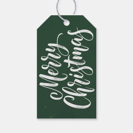 Green Modern Simple Script Frohe Weihnachtsgeschen Geschenkanhänger (Vorderseite)