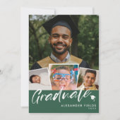 Green Modern Snapshot Collage Abschluss Einladung (Vorderseite)