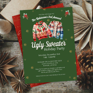 Green Modern Tacky Ugly Sweater Weihnachts-Party Einladung