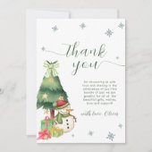 Green Modern Winter Snowman Baby Shower Dankeskarte (Vorderseite)