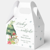 Green Modern Winter Snowman Baby Shower Geschenkschachtel (Rückseite)