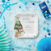 Green Modern Winter Snowman Baby Shower Pappteller (Party)