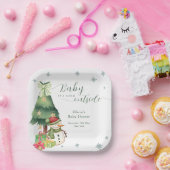 Green Modern Winter Snowman Baby Shower Pappteller (Party)