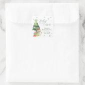 Green Modern Winter Snowman Baby Shower Quadratischer Aufkleber (Tasche)