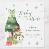 Green Modern Winter Snowman Baby Shower Weinetikett (Einzelnes Label)