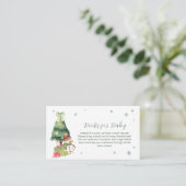 Green Modern Winter Snowman Books For Baby Shower Begleitkarte (Stehend Vorderseite)