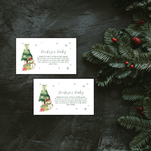 Green Modern Winter Snowman Books For Baby Shower Begleitkarte