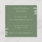 Green Modern Zuhause Stager Kontaktkarten Quadratische Visitenkarte (Rückseite)
