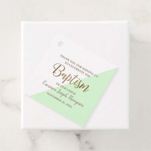 Green moderne Baby Taufname Vielen Dank Geschenkanhänger (Beispiel)