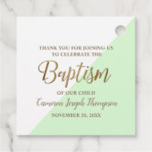 Green moderne Baby Taufname Vielen Dank Geschenkanhänger (Rückseite)