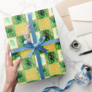 Green   Moderne Imitate Glitzer & Opal Geschenkpapier