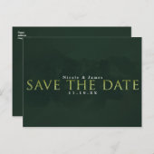 GREEN Moderner Chic SAVE THE DATE Hochzeitsfeier V Postkarte (Vorne/Hinten)