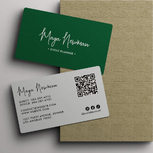 GREEN Moderner Eleganter Minimal QR Code Beruflich Visitenkarte