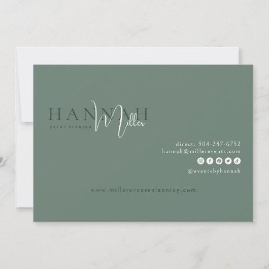 Green | Moderner Minimalistischer QR-Code herunter Einladung (Rückseite)