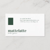 Green | Modernes Elegantes Minimalistisches Berufl Visitenkarte (Rückseite)