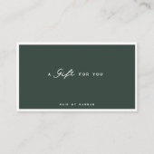 Green | Modernes Minimalistisches Geschenkzertifik Visitenkarte (Vorderseite)