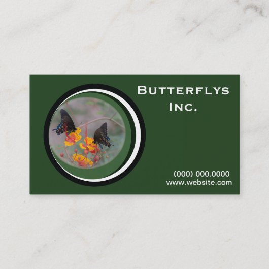 Green Monarch Butterfly Business Card Visitenkarte (Vorderseite)