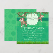 Green Monkey Fun Foto Geburtstag Einladung (Vorne/Hinten)