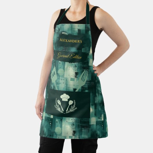 Green Monochrome Abstrakt - Elegante Kücheneinrich Schürze (InSitu)