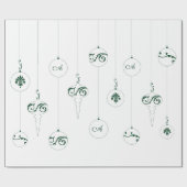Green Monogram Bauble Hanging Ornaments Weihnachte Geschenkpapier (Flach)