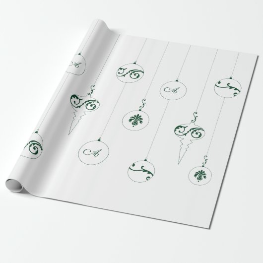 Green Monogram Bauble Hanging Ornaments Weihnachte Geschenkpapier (Ungerollt)