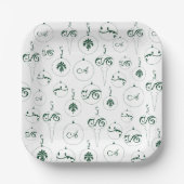 Green Monogram Bauble Muster Square Weihnachten Pappteller (Vorderseite)