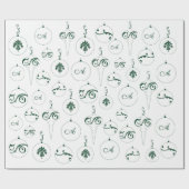 Green Monogram Bauble Ornaments Muster Weihnachten Geschenkpapier (Flach)