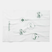 Green Monogram Bauble Ornaments Personalisierter N Geschirrtuch (Horizontal)